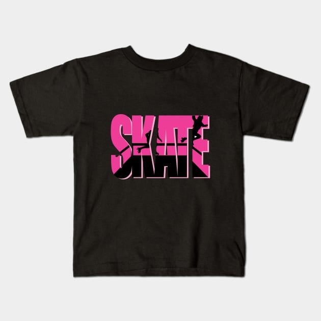 Skate Silhouettes Kids T-Shirt by SkateAnansi